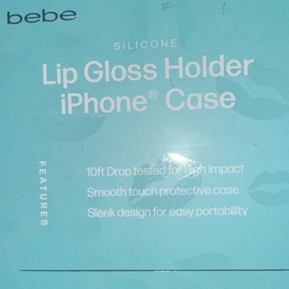 BEBE IPhone 13,14 pro plus silicone lipgloss holder phone case Tiffany blue nwt - Picture 5 of 7